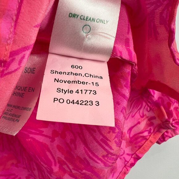 Lilly Pulitzer Blouse Women Extra Small Elsa Silk Rule Breakers Work Party Core - Picture 8 of 12